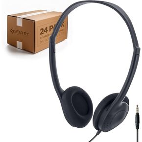 SENTRY Rugged Small School Headphones Bulk, 3.5mm Jack, Great for Kids, Teens, Students, Classroom, Libraries, Office, Online Learning, with Hygenic Design, (24 Pack, 24, Pack) in Kuwait