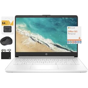 HP 2023 Newest 14" HD Ultral Light Thin Laptop, Quad-Core Intel Celeron Processor, 4GB RAM, 128GB (64GB eMMC+ 64GB SD), Wi-Fi, Upto 11 Hours, Windows 11 S + 1 Year Office 365+HubxcelAccessory, White in Kuwait