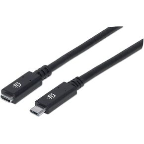 Manhattan Products كابل تمديد SuperSpeed+ USB-C، USB 3.1 الجيل الثاني، نوع C ذكر إلى نوع C أنثى، 10 جيجابت في الثانية، 5 أمبير، 50 سم (1.5 قدم)، أسود in Kuwait