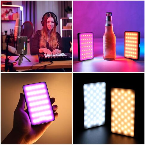 مصباح فيديو RGB LED مع 140 خرزة وCRI>95، مصباح كاميرا LED مع بطارية 3000 مللي أمبير في الساعة، 2500K-9500K، وضع HSI و31 FX، حذاء بارد وحامل 1/4 بوصة لهاتف الكاميرا in Kuwait