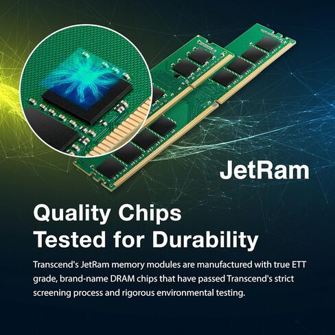 Transcend 16GB DDR4 RAM، 3200MHz (أو 2666MHz أو 2400MHz) ذاكرة سطح المكتب UDIMM، متوافقة مع وحدة ذاكرة الكمبيوتر Intel & AMD Ryzen، PC4-25600، 2Rx8 1Gx8 CL22 1.2V 288 Pin ذاكرة سطح المكتب غير المخزنة in Kuwait
