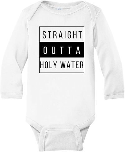 قميص ديني لطيف للمياه المقدسة من Straight Outta، ملابس مخصصة للجنسين، هدية للأم حديثي الولادة in Kuwait