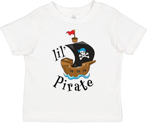تي شيرت Inktastic Lil' Pirate Pirate Ship، أزرق باندانا للأطفال الصغار in Saudi Arabia