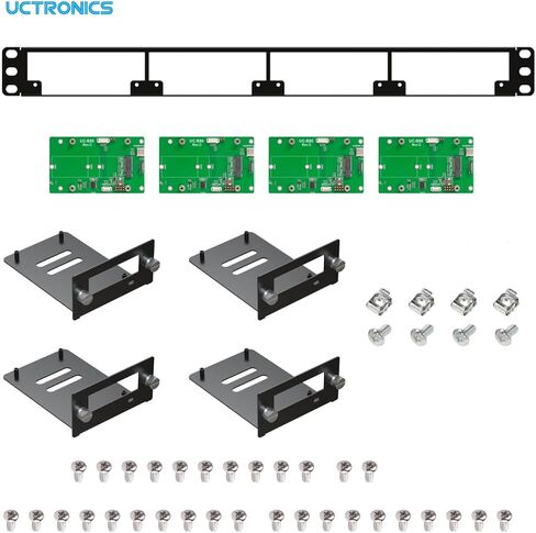 UCTRONICS 1U Carbon Steel Rack Mount for Raspberry Pi 5, 19" Server Rack with 4 PCIe to M.2 NVMe SSD Adapters – Support Up to 4 Pi 5 Units in Saudi Arabia