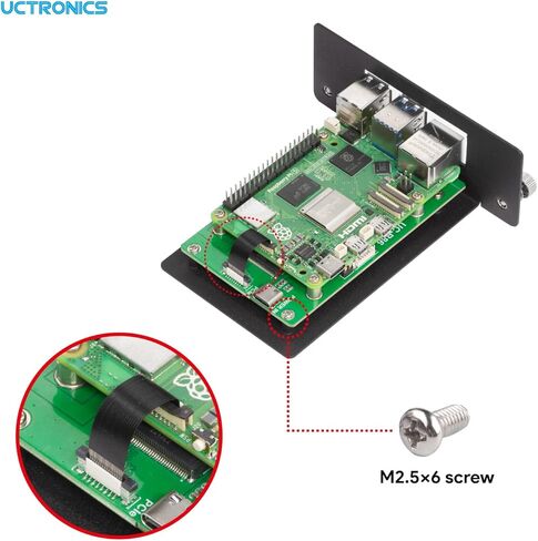 UCTRONICS 1U Carbon Steel Rack Mount for Raspberry Pi 5, 19" Server Rack with 4 PCIe to M.2 NVMe SSD Adapters – Support Up to 4 Pi 5 Units in Saudi Arabia