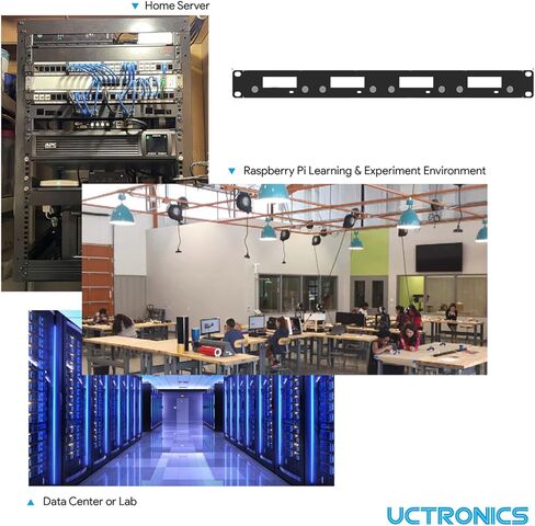 UCTRONICS 1U Carbon Steel Rack Mount for Raspberry Pi 5, 19" Server Rack with 4 PCIe to M.2 NVMe SSD Adapters – Support Up to 4 Pi 5 Units in Saudi Arabia