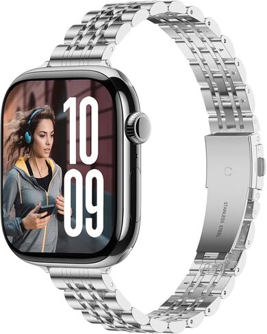 سوار Wolait المعدني النحيف متوافق مع أحزمة ساعة Apple 46 مم 49 مم 45 مم 44 مم 42 مم 41 مم 40 مم 38 مم للنساء، حزام أنيق من الفولاذ المقاوم للصدأ لسلسلة iWatch Bands 11-1 in Kuwait