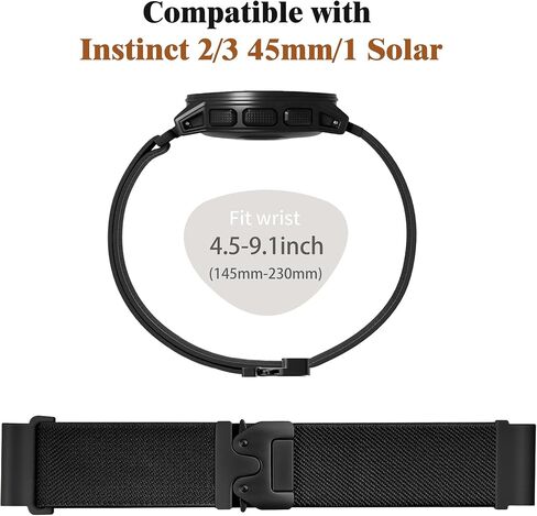أحزمة ساعة مرنة من النايلون متوافقة مع Garmin Instinct 2/3 45mm/1 Solar، 22mm حزام رياضي بإبزيم ناعم قابل للتعديل على طراز المظلة لـ Garmin Instinct Surf/Tactical/Esports/Tide in Kuwait