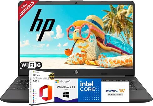 HP New Business Laptop with Microsoft Office, Intel Core i5-1235U 10-core Processor, 15.6" FHD LED Display, 16GB RAM, 1TB SSD, Ultra Quiet Design, SD Card Reader, Wi-Fi 6, Windows 11 Pro, WOWPC USB in Kuwait