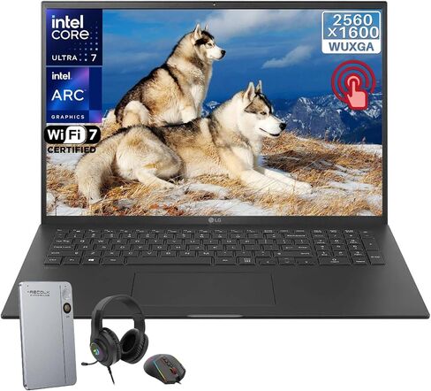 LG Gram 17 كمبيوتر محمول للأعمال، Intel Ultra7 258V، ذاكرة وصول عشوائي 32 جيجابايت 8533MT/s، 2 تيرابايت SSD، Copilot+ PC، شاشة لمس 17 بوصة 2560x1600، WiFi 7، Win11 Pro، لوحة مفاتيح بإضاءة خلفية، مع مسجل صوت RECOLX AI، ملحقات REDRAGON in Saudi Arabia
