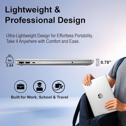 HP 2026 New Generation 15.6" FHD Business and Student Laptop, Microsoft Office 365 for The Web, Intel Powerful CPU, 8GB RAM, 256GB SSD, Wi-Fi 6, Ultra Slim Design, Long Battery Life, Windows 11 Pro in Saudi Arabia