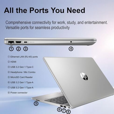 HP 2026 New Generation 15.6" FHD Business and Student Laptop, Microsoft Office 365 for The Web, Intel Powerful CPU, 8GB RAM, 256GB SSD, Wi-Fi 6, Ultra Slim Design, Long Battery Life, Windows 11 Pro in Saudi Arabia