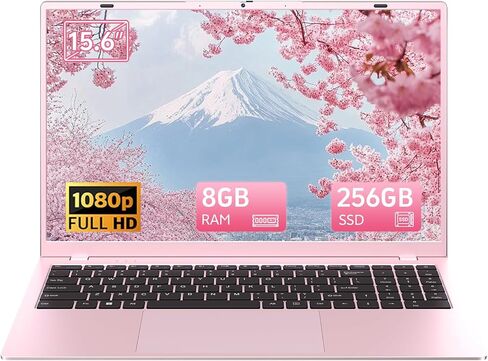 2026 Pink Laptop, Pentium Gold 6500Y Processor(Up to 3.4 GHz),8GB RAM 256GB SSD,15.6 Inch FHD IPS Display, 5000mAh Battery,Type-C,Portable Laptops Computer for Business Office in Saudi Arabia