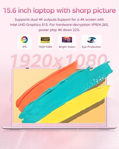 2026 Pink Laptop, Pentium Gold 6500Y Processor(Up to 3.4 GHz),8GB RAM 256GB SSD,15.6 Inch FHD IPS Display, 5000mAh Battery,Type-C,Portable Laptops Computer for Business Office in Saudi Arabia