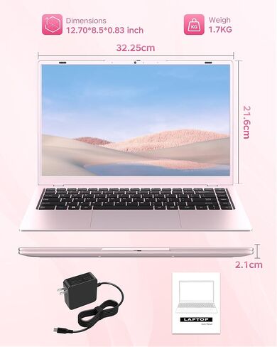 2026 Pink Laptop, Pentium Gold 6500Y Processor(Up to 3.4 GHz),8GB RAM 256GB SSD,15.6 Inch FHD IPS Display, 5000mAh Battery,Type-C,Portable Laptops Computer for Business Office in Saudi Arabia