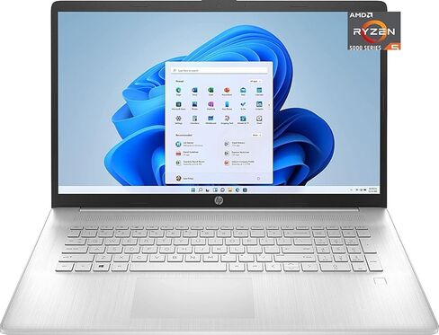 HP 17.3" Full HD Laptop, AMD Ryzen 5 5500U (Beat i5-10500), 8GB RAM, 512GB NVMe SSD, USB-C, Fingerprint, HDMI, Webcam, WiFi, Windows 10 Home in S Mode, Natural Silver in Saudi Arabia