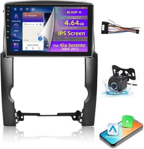 [4+64G] ترقية راديو لكيا سورينتو 2009-2012 - شاشة لمس IPS 10.1 بوصة Android 13 Sorento Stereo - تشغيل لاسلكي وAndroid Auto، AI DSP، WiFi، GPS، صفحة رئيسية مخصصة + كاميرا احتياطية AHD in Saudi Arabia