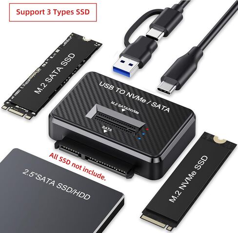 CY USB 3.0 USB-C Type-C إلى ثنائي NVME M-Key M.2 NGFF & SATA 2.5 بوصة SSD كومبو لرسو السفن عمودي خارجي PCBA in Saudi Arabia