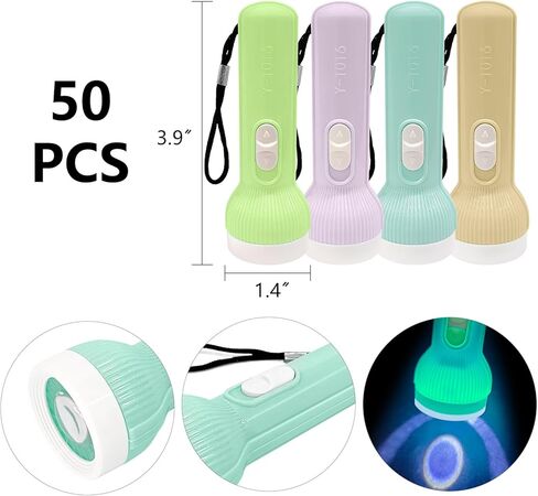 50Pcs Mini Flashlight Set,Small Multicolor LED Flashlights with Lanyard Compact Plastic Torch for Kids Night Reading Party Camping Emergency in Saudi Arabia