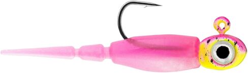Northland Tackle Rigged Tungsten Pin Fry Ice Fishing Jig مع جسم Minnow Fry، 2 رؤوس تهزهز مسبقة التجهيز و 3 بلاستيك إضافي لصيد الأسماك، رؤوس تهزهز التنغستن لPanfish، 1/16 أوقية، ذبابة الفاكهة in Kuwait