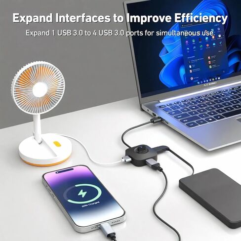 USB 3.0 Hub, 4 Ports USB A Splitter Ultra Compact in Saudi Arabia