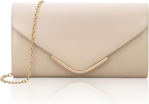 Larcenciel Nude Clutch Purse for Women, Trendy Vegan Leather Envelope Evening Bags with Chain, Cute Cream Party Bag Formal Bride Dress Purse Ladies Crossbody Shoulder Handbag for Wedding Cocktail Prom in Saudi Arabia