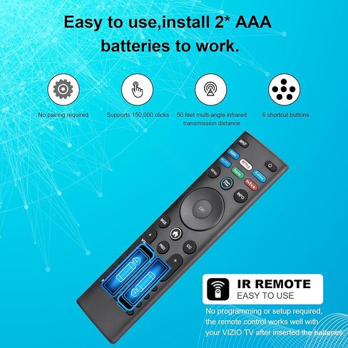【Pack of 2】 Universal Remote Control XRT140 for VIZIO Smart TV Remote Replacement XRT136 XRT260 XRT270 Smartcast D, E, M, P, V, PX Series Smart TVs in Saudi Arabia