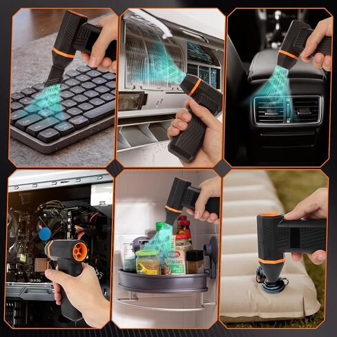 Compressed Air Duster 200000RPM Super Power Electric Air Duster,4 Gear Adjustable Mini Dust Blower with LED Display & 4 Nozzles Rechargeable Leaf Blower Air Blower for Keyboard PC Car Home Cleaning in Saudi Arabia