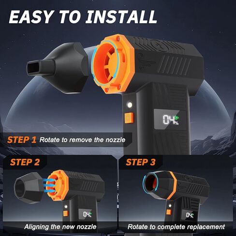 Compressed Air Duster 200000RPM Super Power Electric Air Duster,4 Gear Adjustable Mini Dust Blower with LED Display & 4 Nozzles Rechargeable Leaf Blower Air Blower for Keyboard PC Car Home Cleaning in Saudi Arabia