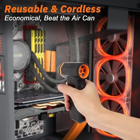 Compressed Air Duster 200000RPM Super Power Electric Air Duster,4 Gear Adjustable Mini Dust Blower with LED Display & 4 Nozzles Rechargeable Leaf Blower Air Blower for Keyboard PC Car Home Cleaning in Saudi Arabia
