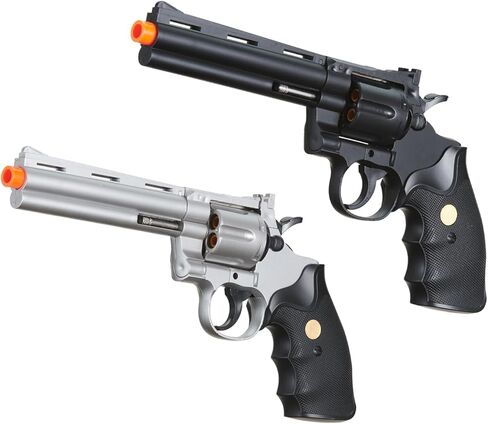 Airsoft Spring Revolver Low Powered Airsoft Pistol Durable Plastic - Silver & Black - 2 Pack in Saudi Arabia