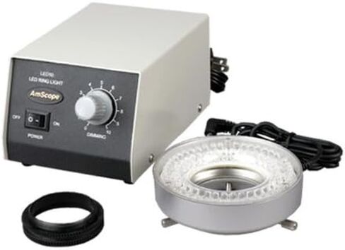 AmScope LED-60M 60-LED حلقة ضوء المجهر مع صندوق التحكم المعدني الثقيل + محول in Saudi Arabia