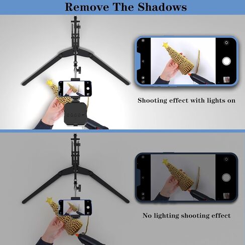 Overhead Phone Mount with LED Light, Phone Stand for Recording, Adjustable Tabletop Stand for Live Streaming Online Video and Food Crafting Demo Drawing Sketching in Kuwait