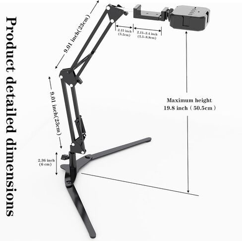 Overhead Phone Mount with LED Light, Phone Stand for Recording, Adjustable Tabletop Stand for Live Streaming Online Video and Food Crafting Demo Drawing Sketching in Kuwait