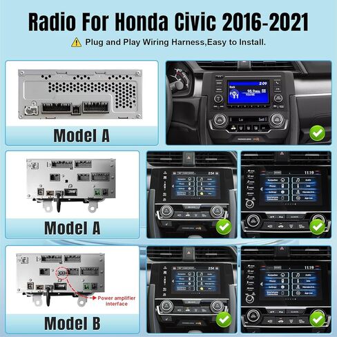 ستيريو سيارة Leadfan لـ (إصدار JBL) Honda Civic 2016 2017 2018 2019 2020 2021، مع CarPlay Android Auto اللاسلكي، شاشة 9 بوصات مع كاميرا احتياطية بلوتوث FM، 2G+32G in Kuwait