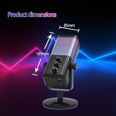ميكروفون مكثف USB للألعاب الملون مع أوضاع الإضاءة الديناميكية وإلغاء الضوضاء لبث الملفات الصوتية والكمبيوتر المحمول وميكروفون للكمبيوتر الشخصي والكمبيوتر المحمول in Kuwait