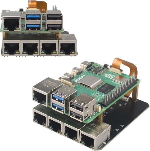 ZDE ZP597 PCIe إلى 4 منافذ 1G جيجابت 1000M إيثرنت شبكة قبعة محول لوح تمديد 1GB 1GBE لـ Raspberry Pi 5 in Kuwait