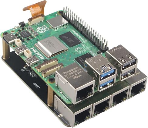 ZDE ZP597 PCIe إلى 4 منافذ 1G جيجابت 1000M إيثرنت شبكة قبعة محول لوح تمديد 1GB 1GBE لـ Raspberry Pi 5 in Kuwait