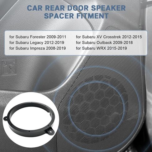 محول فاصل مكبر الصوت الخلفي 6.5 متوافق مع 08-19 سوبارو امبريزا أوت باك ليجاسي فورستر WRX، 6 1/2 بوصة من البلاستيك الصلب لباب السيارة الخلفي، فواصل حلقية للتركيب المسطح in Saudi Arabia