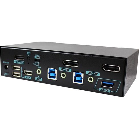 Displayport 1.2 & HDMI 2.0 KVM for 2 Computers 1 Monitor, 4K@60Hz, HDR10, HDCP 2.2/1.4 Compliance, USB 3.2 Gen 1, EDID Management, Auto/Manual Scan, Hotkey Control, Push Buttons, PKABM-G3112 in Saudi Arabia