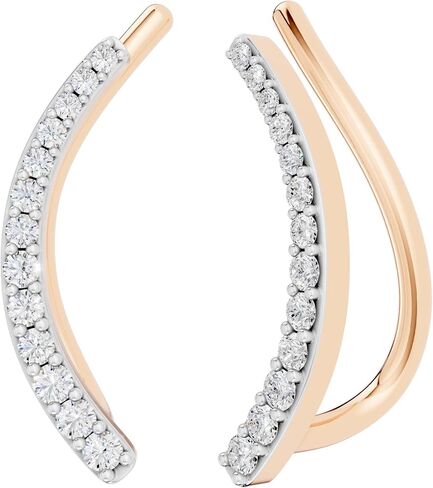 Dazzlingrock Collection 0.15 Carat (ctw) Round White Diamond Curved Crawler Climber Earrings for Women | Available in 10K/14K/18K Gold & 925 Sterling Silver in Kuwait