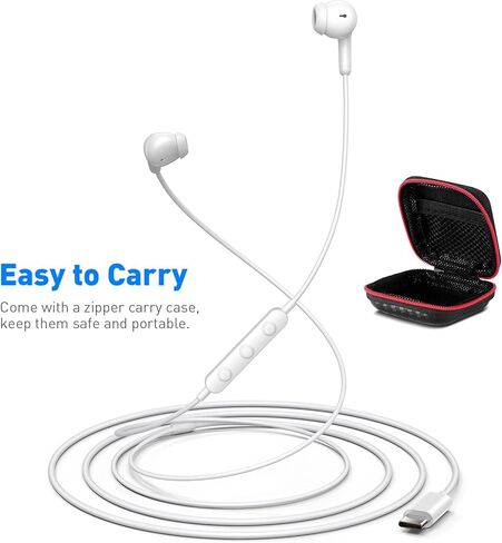 سماعات أذن سلكية خفيفة داخل الأذن لأجهزة MacBook Pro Air/الكمبيوتر المحمول، سماعات أذن سلكية مع مقبس 3.5 ملم وميكروفون للتحكم في مستوى الصوت لأجهزة iPhone/Samsung/Android/Switch/PC/Kid/School، أبيض in Kuwait