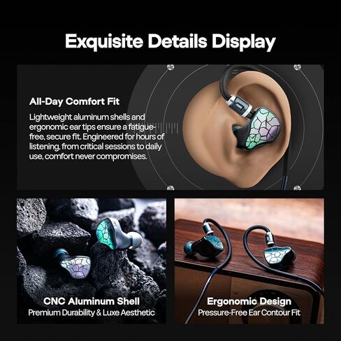 Linsoul THIEAUDIO Hype 4 MKII 2DD + 4BA Hybird داخل شاشة الأذن، سماعات HiFi سلكية IEM، ضبط محايد واستوديو لآذان Kiwi Allegro Mini المحمولة IEM DAC، مكبر صوت داخل الأذن in Saudi Arabia