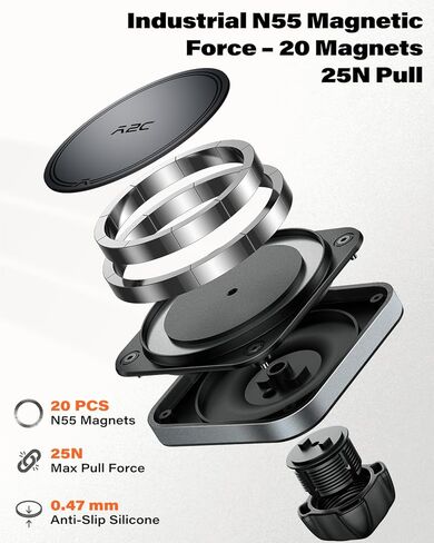 APPS2Car Dashboard Phone Mount for MagSafe, Strong Magnetic Car Phone Holder with Gel-Lock™ Suction, Dual Pivot Adjustable Arm, Stable Fit for iPhone 12–17 Series in Saudi Arabia