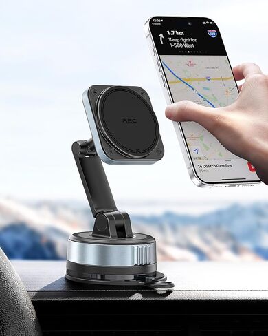 APPS2Car Dashboard Phone Mount for MagSafe, Strong Magnetic Car Phone Holder with Gel-Lock™ Suction, Dual Pivot Adjustable Arm, Stable Fit for iPhone 12–17 Series in Saudi Arabia
