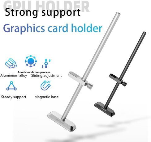 Aluminum Alloy Graphic Card Bracket Brace Sliding Single/Double Pole Adjustment Height Video Card Sag Holder GPU Stand for ATX/MATX/ITX Chassis (Black, GH-260) in Saudi Arabia
