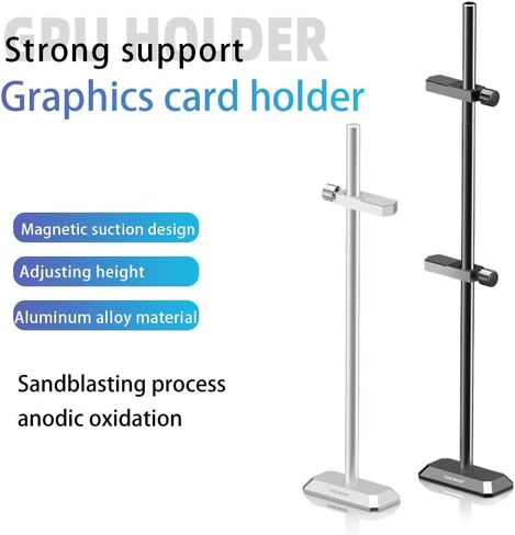 Aluminum Alloy Graphic Card Bracket Brace Sliding Single/Double Pole Adjustment Height Video Card Sag Holder GPU Stand for ATX/MATX/ITX Chassis (Black, GH-260) in Saudi Arabia