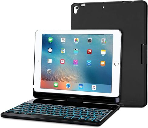 مجموعة حافظة لوحة المفاتيح ProCase بزاوية 360 درجة بإضاءة خلفية بـ 7 ألوان مع غطاء TPU ناعم لجهاز iPad 6th / 5th Generation، iPad Air 2nd / Air 1st، 9.7 بوصة in Kuwait