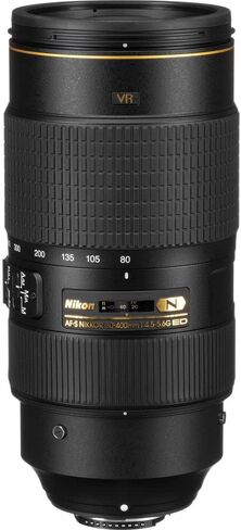 عدسة Nikon AF-S NIKKOR مقاس 80-400 مم وببؤرة f/4.5-5.6G ED VR (2208) مع حافظة عدسة مبطنة + طقم مرشح ماكرو + فلاتر عدسات UV وCPL وFL + غطاء توليب + حافظة غطاء العدسة + مجموعة تنظيف (متجددة) in Saudi Arabia