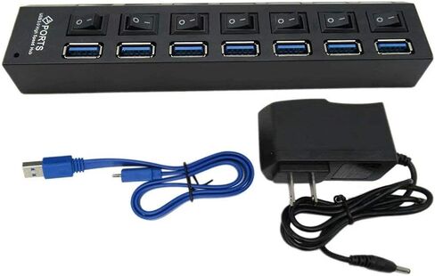 USonline911 USB 3.0 HUB 7-Ports with Switch Charger Switch Splitter Powered AC Adapter 7-Port PC Laptop Desktop in Saudi Arabia